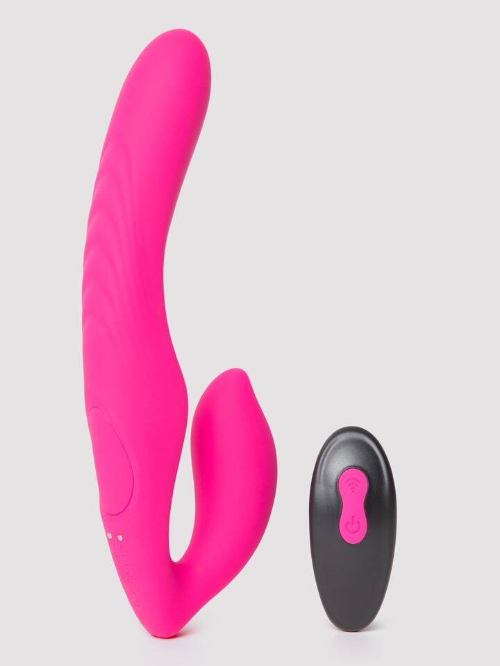 Lovehoney Double Down Rechargeable Remote Control Vibrating Strapless Strap-On - Pink